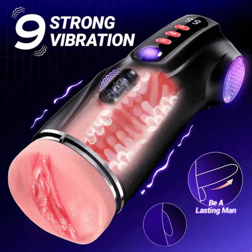 2026 New Model 3 Sleeves Pocket Pussy Penis Pump with 9 Sucking &amp; 9 Vibrating Male Masturbator