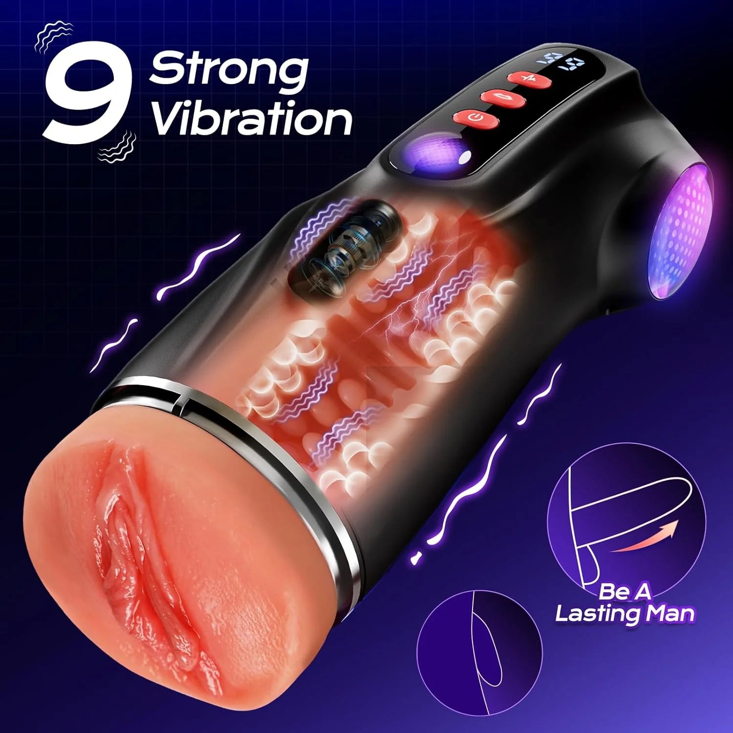 2026 New Model 3 Sleeves Pocket Pussy Penis Pump with 9 Sucking &amp; 9 Vibrating Male Masturbator