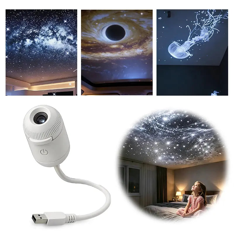 USB Star Sky Projector Lamp, Mini Galaxy Night Light for Bedroom, Romantic Room Decor, Kids Room, Dorm Room & Indoor Space